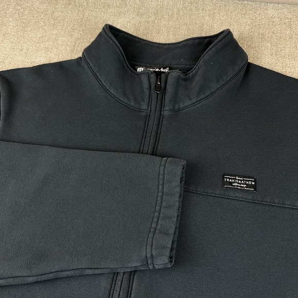 Travis Mathew Jacket Men XL Black Full Zip Sweater Fleece Golf Stretch Outdoor - Picture 1 of 10